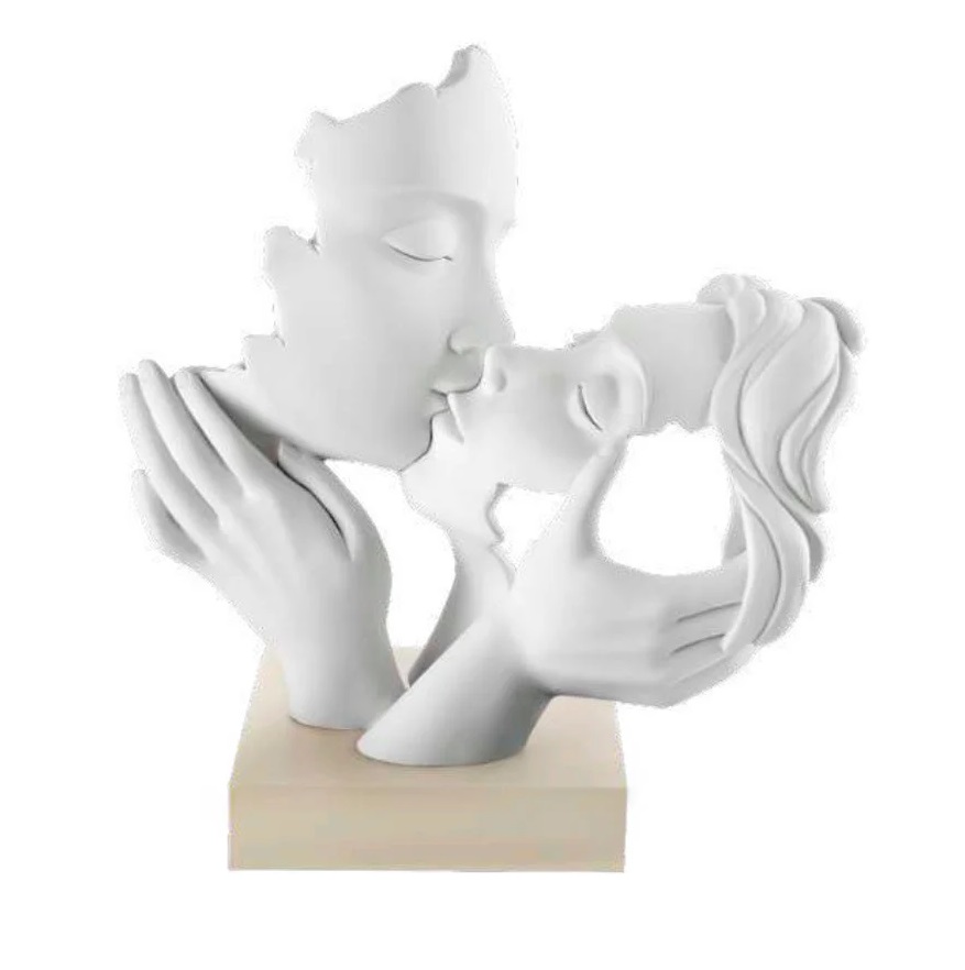 Scultura coppia mani face base nocciola - 25x23 cm - Bongelli